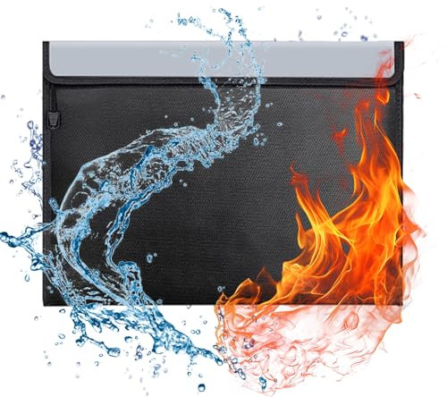 Feuerfeste Dokumententasche Feuerfeste Tasche Feuersichere Wasserabweisend Dokumententasche, Kleine Geldtasche, Brieftasche, Brieftasche for Passport Rechnungen, Scheine und Kleing (A)