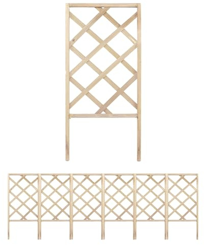 The Secret Home - Paneles de Celosía de Madera - Decoración para Interiores o Exteriores - Ideal para Jardín, Terraza o Balcón (Modelo 4 - Natural)