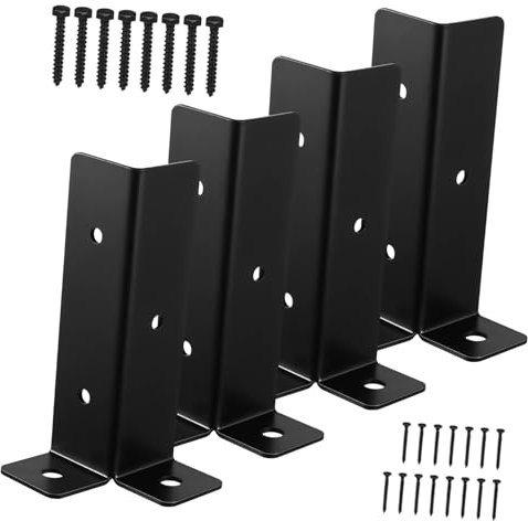 WATIIFUFU Soportes Estabilidad Negro Postes de Hierro Bases Poste o Diseño para 4 de Media Columna y Ranurado Gran de Buzón Terraza