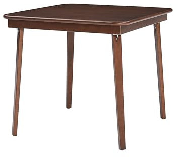 Stakmore Classic Straight Edge Square Folding Card Table 32x32 - No Assembly Wooden Foldable Card Table, Bridge, Board Game, Steel Mechanism, Folding Legs, Space-Saving, Walnut Frame