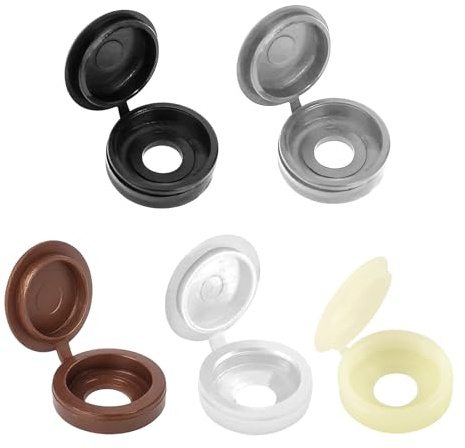 LICQIC Screw Cover Caps, Plastic Hinged Screw Cover Caps, 100 Pcs, 5 Colour | Small Screw Caps for M4 - M6 Screws