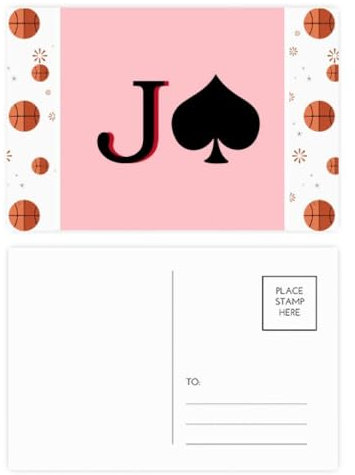 Peace Jacky Spade J Poker Basketball Postkarten-Set, Dankeskarte, Versandseite, 20 Stück