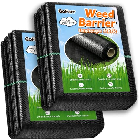 GoFarr 4FT x 100FT Weed Barrier Landscape Fabric, 3.2Oz Durable & Heavy Duty Weed Block Gardening Mat, Easy Setup Garden Weed Fabric, Landscape Fabric for Outdoors (4FT×100FT)
