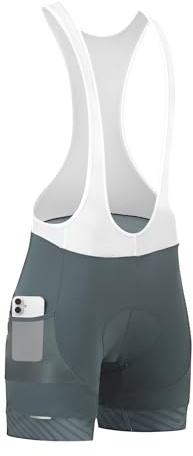 Santic Radlerhose Herren Trägerhose Fahrrad Herren kurz mit Sitzpolster Radlerhose gepolstert Grau EU 4XL