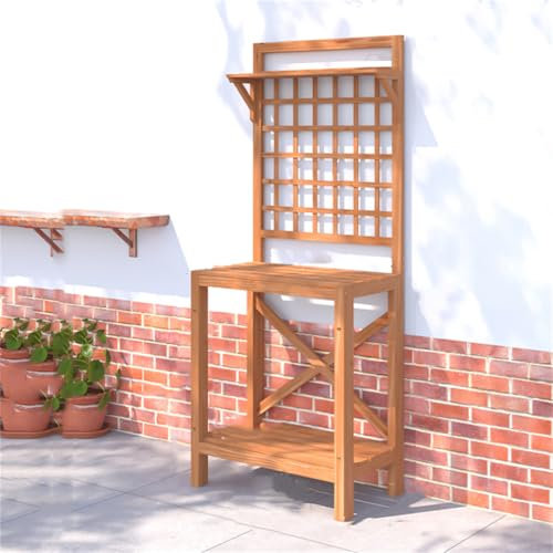 WSNCXFW Outdoor Potting Bench Table, Large Wooden Gardening Table,Planting Table Garden Work Bench,Open Shelf Patio Workstation,for Garden, Patio, Greenhouse,B