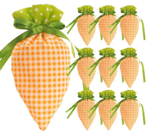 Ostertüten mit Kordelzug, Karotten-Geschenkbeutel, 10 Stück, Süßigkeiten-Geschenktüten, niedliche Partygeschenktüte, Oster-dekorativer Versorgungsbehälter für Kinder, Erwachsene, 12 x 20 cm