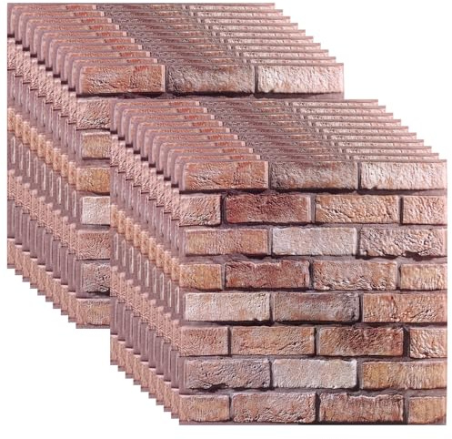 Oungy 20 Stück 3D Wandpaneele Selbstklebend, 30 x 30 cm Tapete Steinoptik, Deko Wandverkleidung Steinoptik, PVC Steintapete 3D Optik, Wandpaneele Steinoptike für Innenbereich, Geschäftsräume