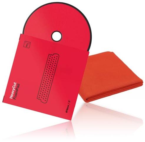 Koch Chemie Heavy Cut Foam Pad - Almohadilla de pulido (76 x 25 mm de diámetro, incluye paño de microfibra Heavy Cut para pulidora excéntrica)