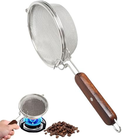 Coffee Roaster, Stainless Steel Manual Roaster, Portable Handheld Design, Kitchen Dining Tool for Household, Shop, Picnic, Friends, Family, Men, Women, Youth, Stove Use, 6 cm