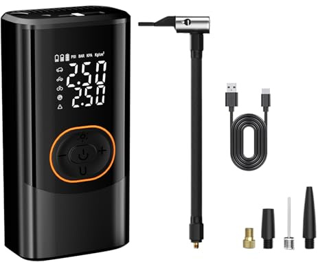 Generico Electric Air Pump, Cordless Inflator, 3.07x1.93x5.94 inchesSmart Wireless, 4 Modes Function, 3 Lighting Options, Portable Tire Inflater for Balls Motorcycle Car Bike Outdoor Travel Use