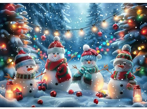 MOGTAA Christmas Snowman Diamond Art Kits for Adults, 5D Full Drill Winter Diamond Painting Kits for Adults Beginner, DIY Round Diamond Dots for Adults, Gem Art for Home Wall Decor 12 X 16 Inch