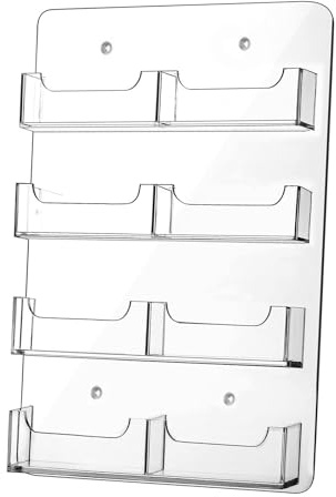 Oshhni Visitenkartenhalter, KartenOrganizer, zum Aufhängen, Organisieren für Broschüren im, Wandhalterung, durchsichtiges AufkleberDisplayRack, 8 Taschen