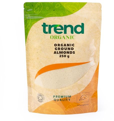 Trend Organic Ground Almonds, 250g - Ideal for Snacking, Baking, and Nutrient-Rich Recipes - High in Fibre and Protein, Healthy Fats - Certified Organic, Vegan, Non-GMO, No Preservatives, Raw