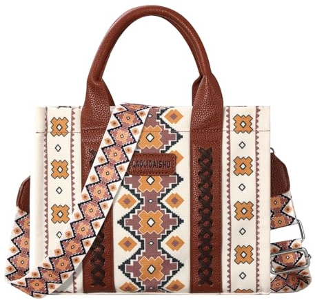 Outplea Sac à Bandoulière Boho, Sac à Main Chic pour Femme avec Fermeture Éclair, Sacs a Main Rétro Bohème avec Poignée Supérieure Bandoulière Amovible pour Voyager Travail Shopping Usage Quotidien