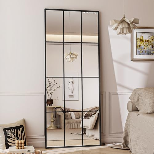 Koonmi Grid Full Length Mirror with Stand, 61 x 165 cm, Black