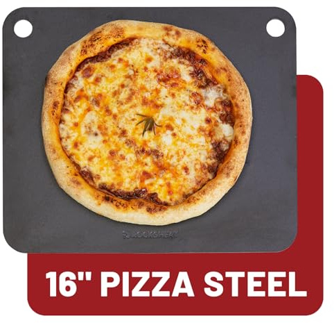 ROCKSHEAT 16 x 13.4 inch Pizza Steel, Heavy Duty Heats 20X Faster Baking Steel, Premium Carbon Steel Baking Plate for Perfectly Crispy Pizzas and Breads, Ideal for Home and Commercial Use
