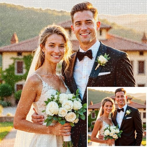 Rainsar Diamond Painting Eigenes Foto Personalisiert - Custom Diamond Painting Selbst Gestalten Full Diamant Bilder, Runder/Quadratischer Diamant, Für Jubiläum Valentinstag Home Decor, 30x30cm