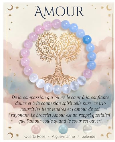 Bivei Bracelet Amour et Harmonie Pierre Naturelle Pour Femme et Homme