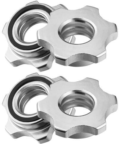 SHINEOFI 4 Stück rutschfeste Sicherheitsmuttern aus Gusseisen 25mm Sechskant Hantelmuttern mit Doppelsicherung für Langhantel und Kurzhantelstangen Fitnesszubehör