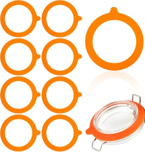 Yipakeh 15-Pack Storage Jar Seals | 3.74 inch (9.5cm) Silicone Gaskets Replacement for Mason/Kilner Jars - Airtight, Leakproo for Dry Food Storage (Orange)