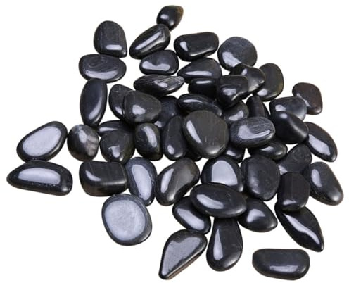 Supvox Schwarze Natürliche Runde Kieselsteine für Aquarium und Vase Nicht Verformbar und Farbecht Gartensteine zur Dekoration von Pflanzen