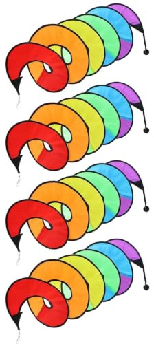 Regnbåge spiralspinnare | 4-delad färgglad vindsack-streamer | hängande spiralvindkvarn | lämplig för terrass, fest, utomhus, balkong, camping, semester, bröllop,