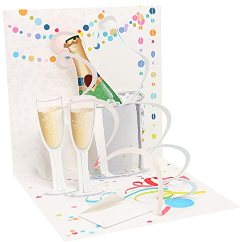 PopShots Studios Pop Up 3D Karte Hochzeit Geburtstag Grußkarte Sekt Feiern Anstoßen 13x13cm