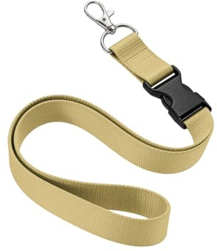 Kandinsky Schlüsselbänder Lanyards unbedruckt, Khaki, 25 mm Breite | mit Verschluss und Steckverschluss, 25 Stück
