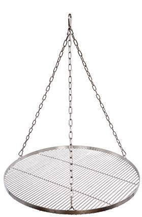 Grillrost Ø 60 cm mit Kette Edelstahl 4 mm Grillstabdicke Stababstand 10 mm für Schwenkgrill BBQ Dreibein