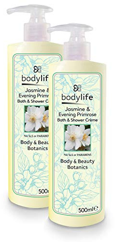 Bodylife Body Wash Shower Creme Jasmine & Evening Primrose 500ml Twin Pack 1000ml