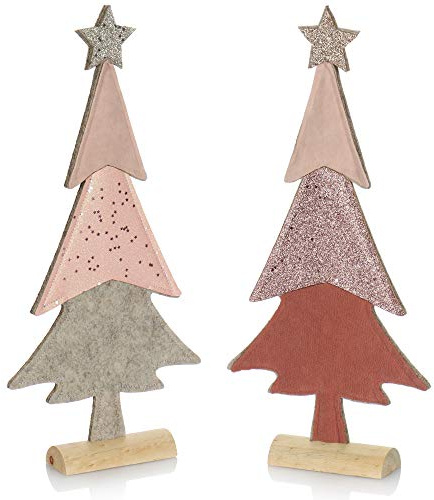 COM-FOUR® 2X Pinker Aufsteller für Weihnachten, dekorativer Tannenbaum | rosafarbener Weihnachtsbaum [Auswahl variiert]