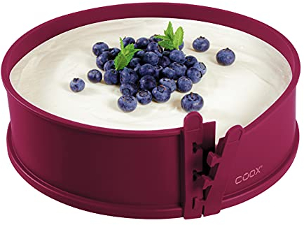 coox Springform mit Porzellanboden ⌀ 26 cm in Dunkelrot, backen und direkt auf der Porzellanplatte servieren und schneiden, kein Umsetzen nötig