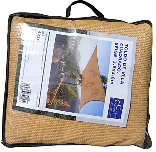 Toldo Vela Para Sombra Cuadrado 360X360 | Toldo Vela Para Sombra Triangular 360X360X360 | Protección Rayos UV, Resistente para Patio, Exteriores, Jardín (CUADRADO, BEIGE)