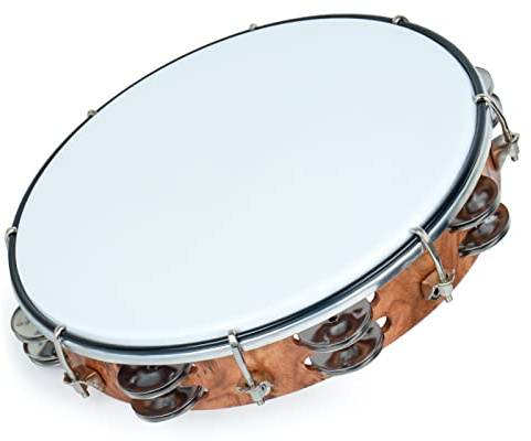 MUSCELL Tambourine for Adults,Hand Held Plastic Tambourines Drum Double Row Metal Jingles Musical Instrument-10