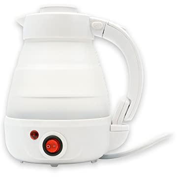 Leisurewize Folding Portable Travel Kettle - 240V, 1000W Low Wattage, 0.6L Capacity | Space Saving Collapsible Design | Camping Motorhome Caravan | Automatic Reboil | LW671