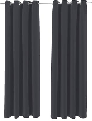 Brielle Premium-Verdunkelungsvorhänge - Blickdicht vorhänge mit Ösen, schalldämpfend - für Wohnzimmer/Schlafzimmer/Gästezimmer - Anthrazit - 2-teilig - 140 x 175 cm (Breite x Höhe)