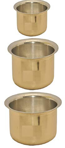 Pure Brass Round Kalayi Patila Bhagona for Kitchen Bakeware Utensils Set of 3, 7, 9 &10 By Indian Collectible