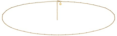 Bauchkette gold - verstellbare Kette mit kleinen Perlen Dots (78-93cm) mit 18K Vergoldung I Wasserfeste Körperkette für Damen I Hautverträgliche Body Chain