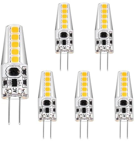 BBPM Regulable Bombilla LED G4 de 5W, 12 V Casquillo G4, Repuesto para Bombillas halógenas de 50 W, Blanco cálido 3000 K, ángulo de Haz de 360°, sin Parpadeo, 5 Unidades,Warm White 3000k,5W