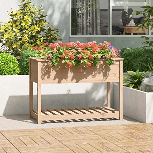 Higsose Jardinière avec Etagère 111,5x54x81 cm Bois Massif de Pin Jardiniere Exterieur Jardiniere sur Pieds Jardiniere Balcon Jardiniere Bois Jardiniere Interieur Jardiniere Haute