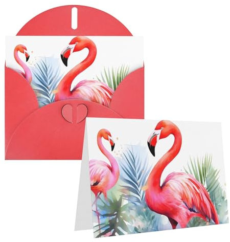 Geburtstagskarten mit Umschlägen, Flamingo, handbemalt, Aquarell, Hochzeitskarten, Trauerkarten, Dankeskarten, Dankeskarten, blanko, für alle Anlässe