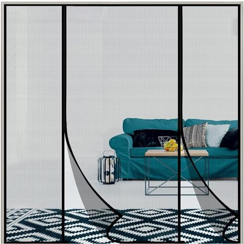 Thermovorhang Magnet Thermo Türvorhang Fliegengitter Wasserdicht Fliegenvorhang für Wohnzimmer Balkontür,-140x130cm-Schwarz