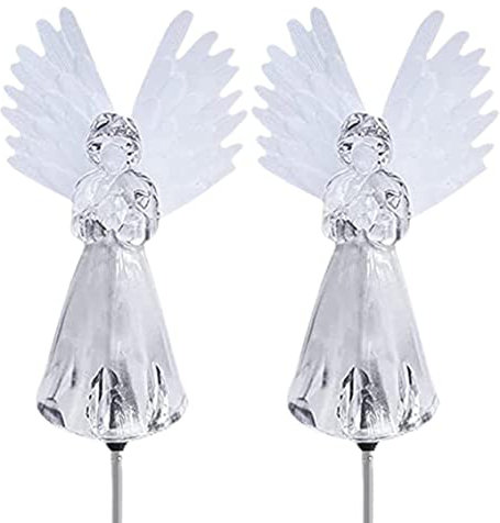 Garden Solar lightsGarden Solar Lights Outdoor Waterproof Solar Angel Stake Lights with Color Changing LED for Pathway 2Pcs
