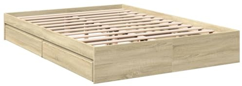 vidaXL Cama con cajones Madera ingeniería Roble Sonoma 160x200 cm, armazón de Cama, Cama, Base de Cama, armazones de Cama, Cama Doble
