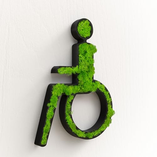 Behindertengerecht WC Türschild Moos Klo Schild Toiletten Moosschild Toilettenschild Selbstklebend Gäste WC Moosbild Schwarz