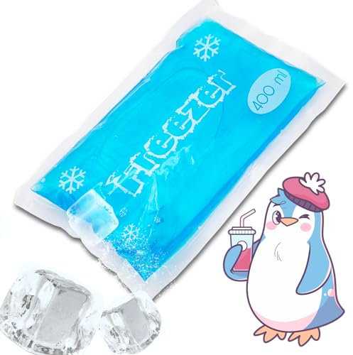 Hielo gel 400 ml reutilizable caliente/frío – Paquete flexible para bolsas térmicas, 14 x 23 cm – Bolsa para congelador, microondas – Larga duración, ideal para alimentos y terapia