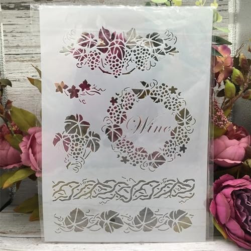 Schablonen zum Basteln, A4, 29 cm, Frohe Weihnachten, wiederverwendbare Schablonen zum Malen auf Holz, Leinwand, Boden, Wand, Fliesen, Stoff, Möbel, Kunstprojekte, Muster E