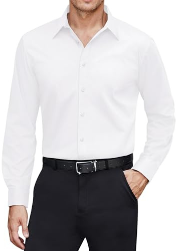 J.VER Herren Hemd Fleckenschutz Hemden Regular Fit Bügelleichtes Langarmhemd Klassisch Stretch Businesshemd Freizeit Hochzeit Hemd