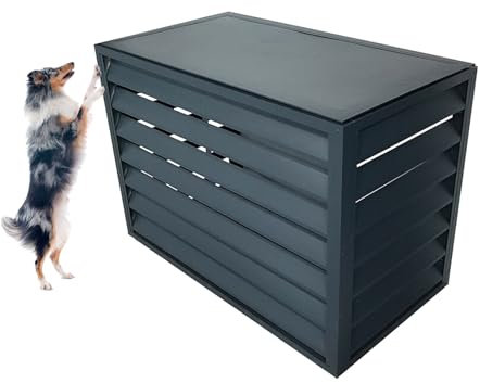 Aluminium-Klimaanlagenabdeckung für Außengeräte, zentrale AC-Kondensatorabdeckung mit Wärmepumpenschutz, Zaun zum Verstecken der Klimaanlage, Grau (100 x 50 x 70 cm)
