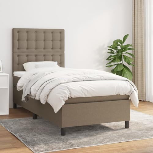 qohoio Boxspringbett mit Matratze Taupe 90x200 cm Betten Bett Mit Matratze Bett Boxspringbett Schlafzimmer MöBel Stoff - 3142069